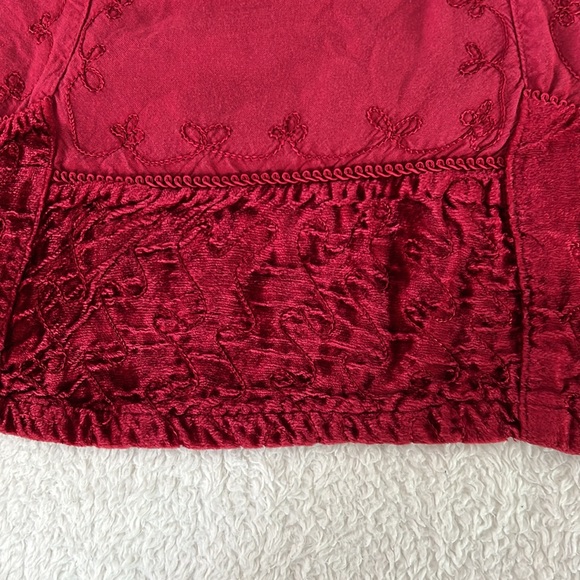 Women’s Soft Surroundings Red Velvet Embroidered Tunic Size L Pre-owned - Picture 4 of 8